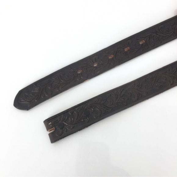 Tony Lama Western Tooled Top Grain Leather Belt Brown Unisex Size 24 Cowboy Belt - Picture 11 of 11